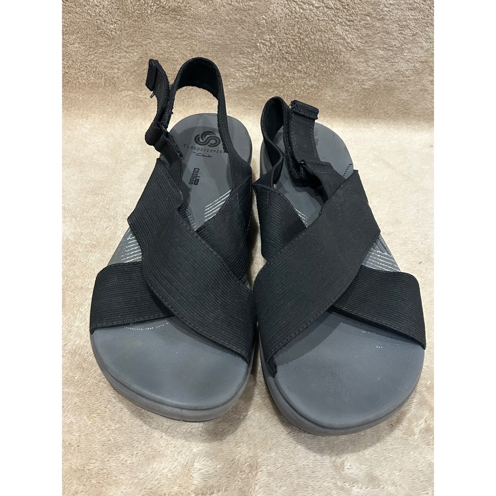 Clarks Cloudsteppers Arla Kaydin Womens Sandals Sz 8 Black Cross Strap Comfort